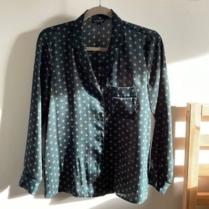 Top Shop Blouse Emerald Green With Pattern